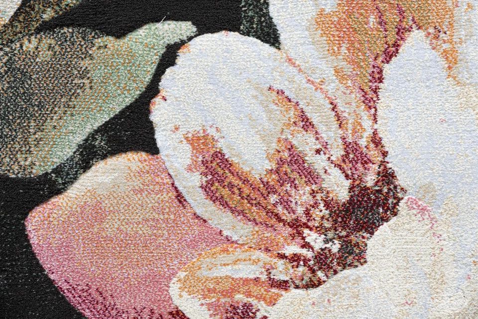 Essentials Eleanor Black Blush Pink Rose Peach and Green Polyester Area Rug - Image 3 of 4