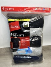 Hanes 6-pack Mens T-Shirt Moisture-Wicking Cotton Crewneck Tees Black, Gray XL