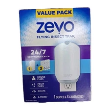 Zevo Flying Insect Trap & 3 Cartridges - Plug In Fly Trap & Indoor Bug Catcher