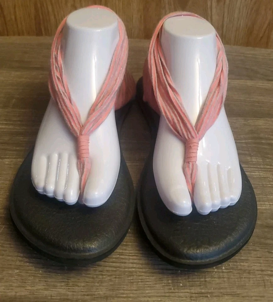 Sandalias Sanuk Yoga Sling 2 Chanclas Tanga Para Mujer Talla 9 Rosa Gris  Foto 2 de 4