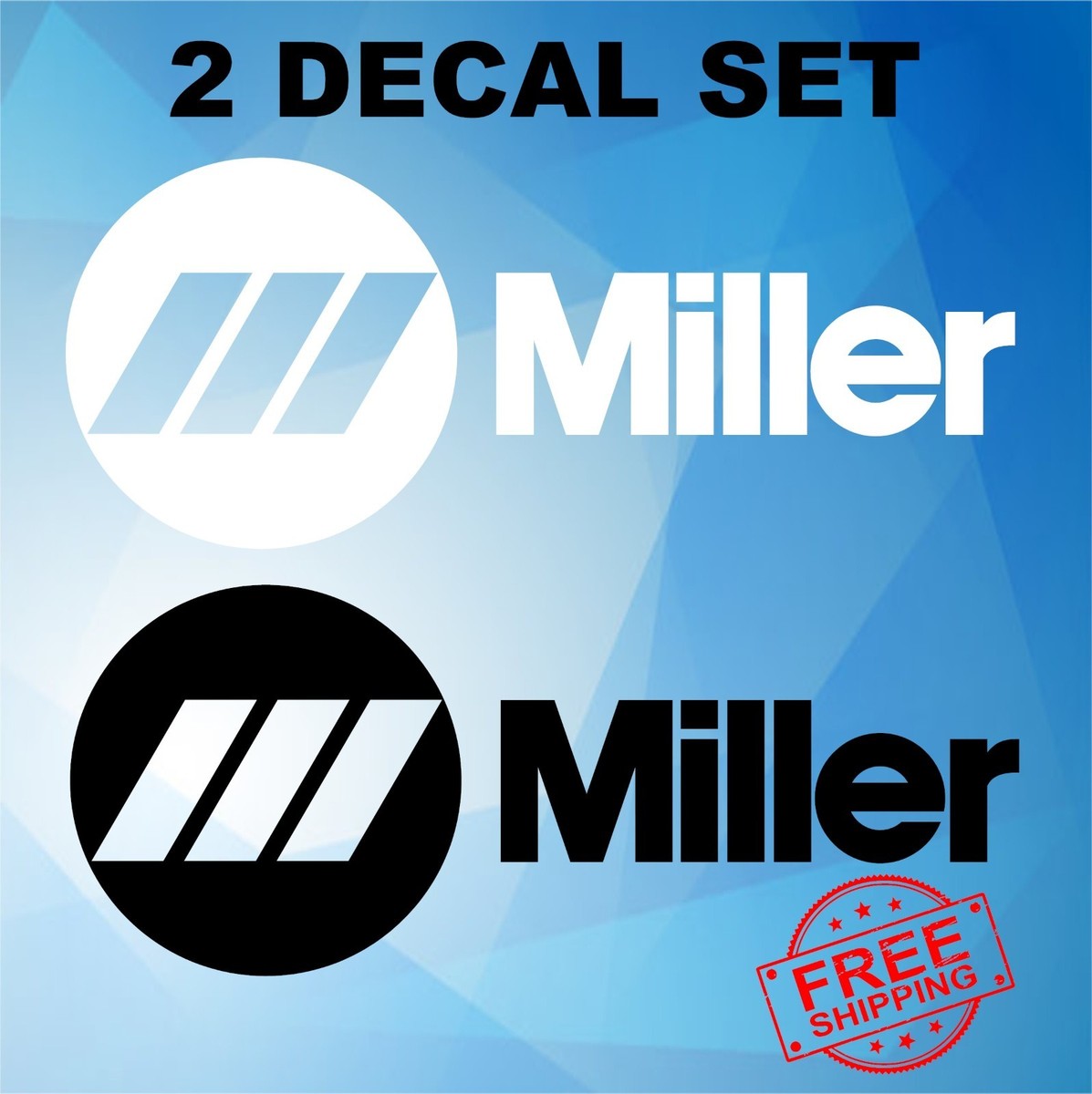 Pair Of White Vinyl Decal Stickers For Miller Welder – 4.5x1.9 Inches – Made In USA