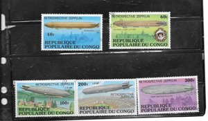 CONGO SC#408-12 1977 ZEPPLINS/BLIMPS CTO USED XF OLD PICTORIAL/TOPICAL STAMP SET