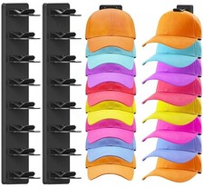 2 Pack Hat Organizer for Baseball Caps, Hat Rack for Wall Hold Up Black-2Pack