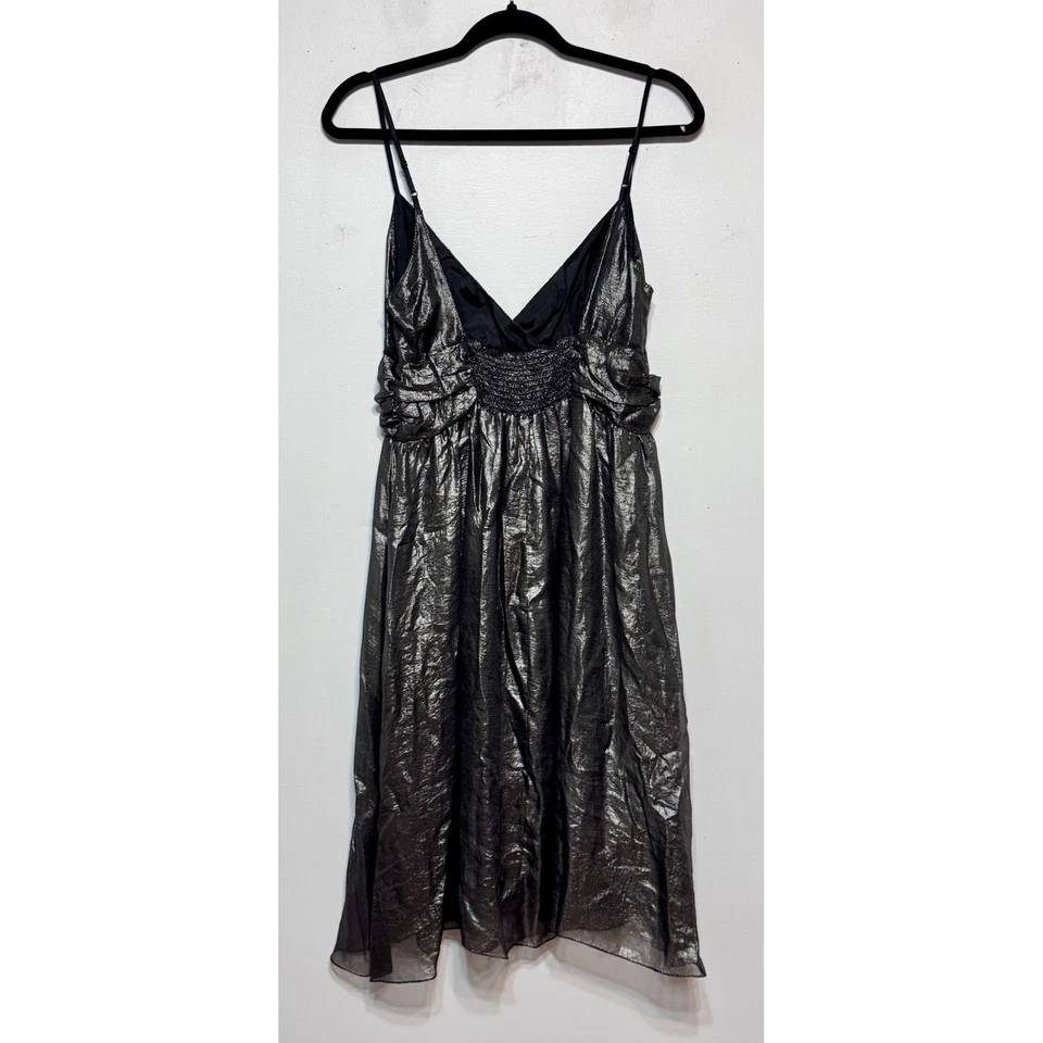 Vestido sin Mangas Y2K Studio M Babydoll Forrado de Seda Grande Metálico Cóctel Gótico Glamour Foto 4 de 4