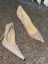 Jimmy Choo Rose Gold Romy 85 Glitter Pump