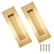 2 PCS 7 Inch Gold Recessed Finger Flush Pocket Sliding Barn Door Handles