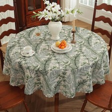 Round Waterproof Tablecloth Linen Textured Table Cloth,Stain and Wrinkle Resista