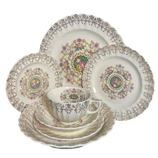 Limoges Dinnerware Set Good Housekeeping Vintage 22K Gold Trim Seven Piece