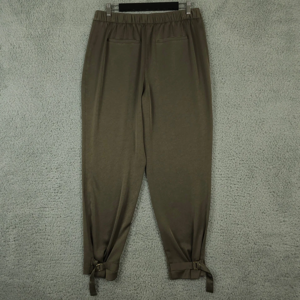 Pantalones Chicos Etiqueta Negra Mujer 1 EE. UU. 8 M Verde Satinado Hebilla Tobillo Cintura Elástica Foto 2 de 4