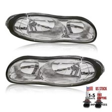 Pair Headlights Assembly Front Lamp Compatible for 1998-2002 Chevy Chrome