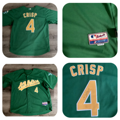 Autographed COCO CRISP Majestic Jersey SZ 54 OAKLAND Green Cool Base Signed