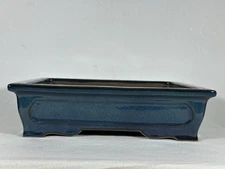 Preowned Japanese Tokoname Glazed Rectangular Bonsai Pot Yamaaki- 11.5” By 9.25”