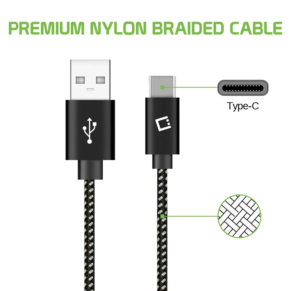 Cellet 3-Pack USB-C to USB-A 5-Inch Short Charging Cables | Nylon Braided Cable - Image 4 of 4