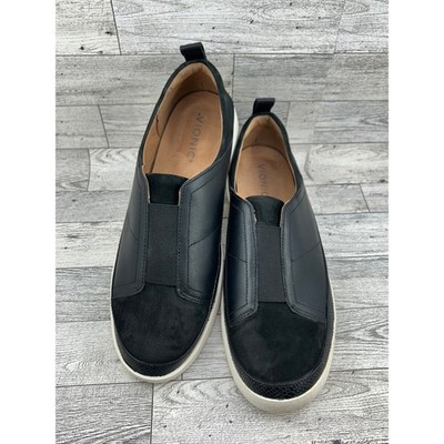 Vionic Zinah Womens Black Leather Suede Slip On Fashion Sneakers Size 9.5 Wide