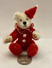 Miniature Mohair Clown Bear By Artist Stacy Pio Fully Jointed 3 1/2”