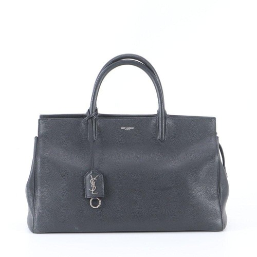 Authentic Yves Saint Laurent YSL Cabas Livgosh Leather Handbag Tote Black italy