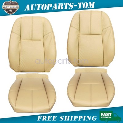 Driver & Passenger Side Seat Cover Leather Tan For 07-14 Chevy Silverado Tahoe