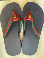 Gucci Men's Lifford Flip Flop Sandals Striped Sole Size 39