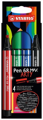 Premium-Filzstift mit dicker Keilspitze - STABILO Pen 68 MAX - ARTY - 4er Pack -