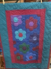 30x42 Amish Flower Garden Hand Stitched Quilt.
