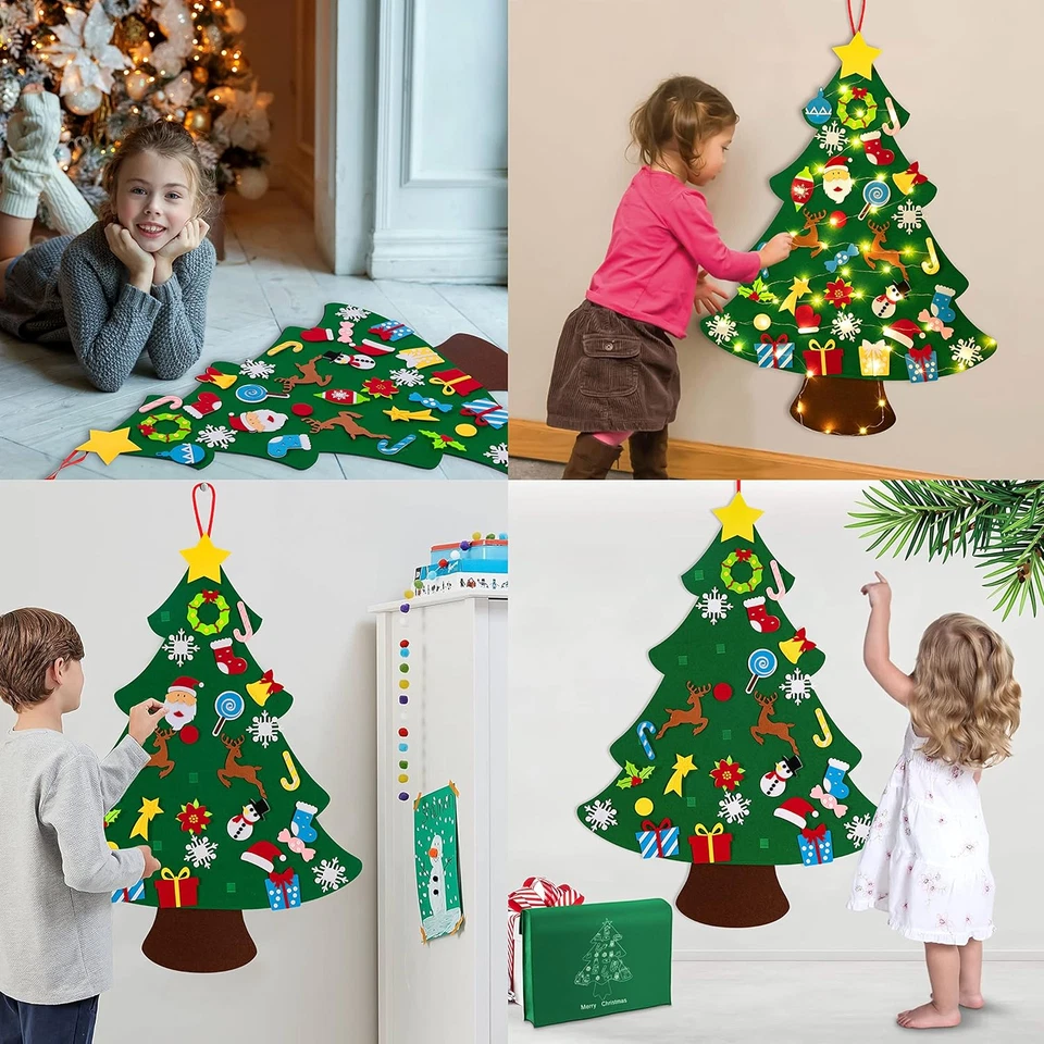 3Ft DIY Felt Christmas Tree Set & Snowman Advent Calendar - Kids Holiday Decor - Image 2 of 4