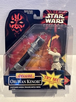 OBI-WAN KENOBI Star Wars Episode 1- Deluxe with Lightsaber Handle: 1998 Box 6