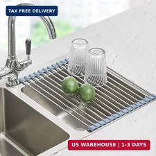Seropy Roll Up Dish Drying Rack, Over the Sink Dish Drying Rack Kitchen Rolling