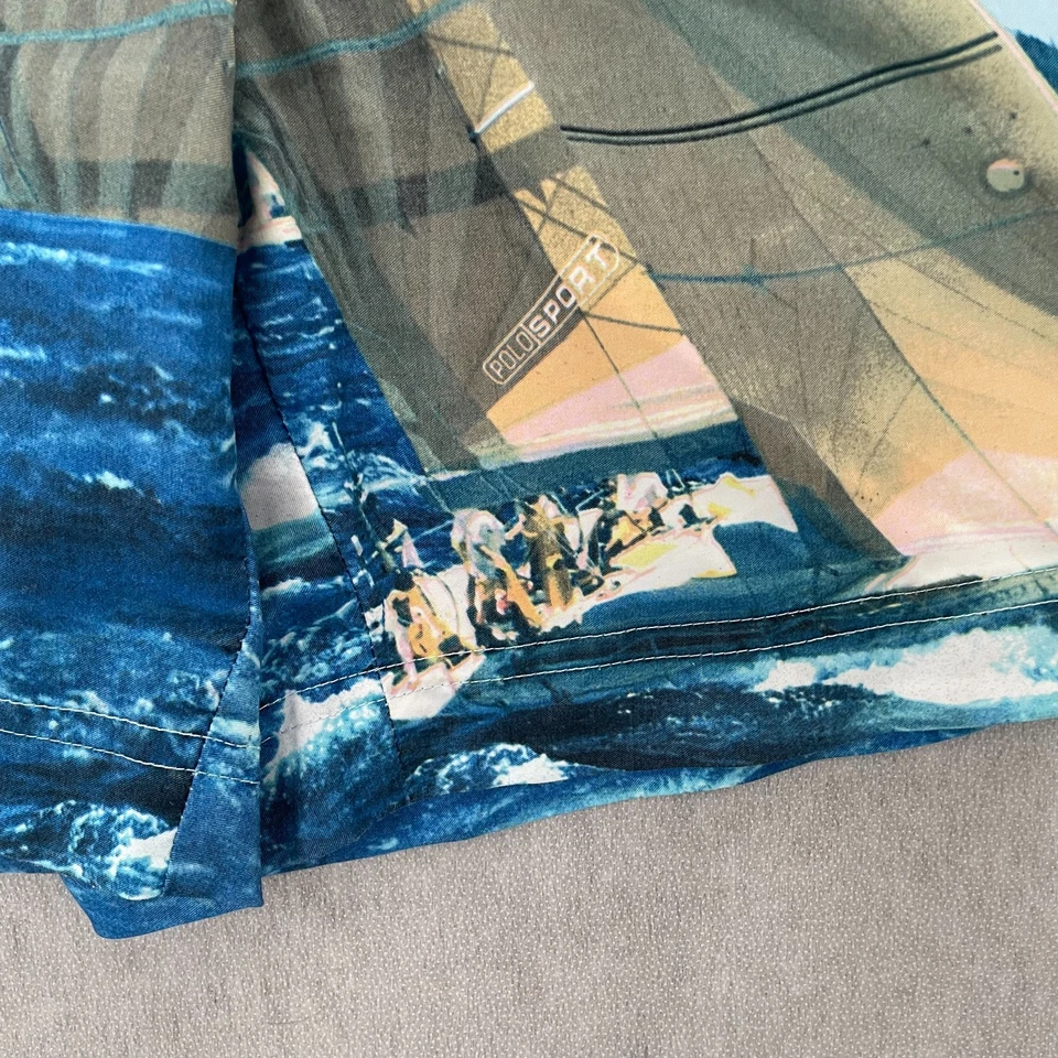 Pantalones Cortos Deportivos Polo DE COLECCIÓN Adulto Grande Azul Bañador Ralph Lauren Velero Hombres Foto 3 de 4