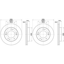 2x HELLA PAGID BREMSSCHEIBEN Ø284mm VORNE passend für KIA BESTA RETONA SPORTAGE 
