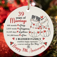 Happy 39th Anniversary Ornament Funny Cat Couple In Love 39 Year Christmas Gift