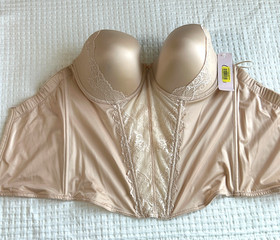 36DD NEW Cassandra Intimates Caress Too Strapless Corset Bustier Beige