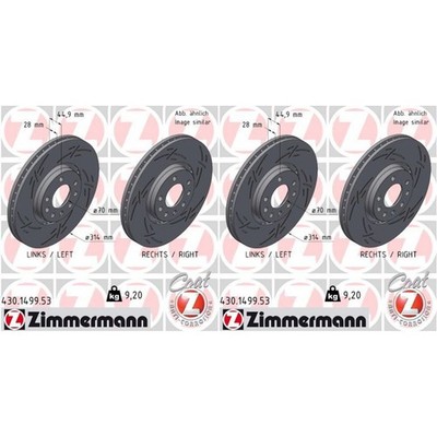 2x ZIMMERMANN BLACK Z BREMSSCHEIBEN 314mm GESCHLITZT VORNE passend für CADILLAC 