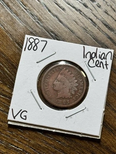 1887 Indian Head Cent Penny VG Very Good Better Date US 1c Type Coin (Raw18572)