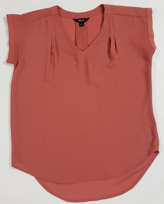 Simply Vera Vera Wang Top Women's Size S Small Sleeveless Pleated V Neck Shirt