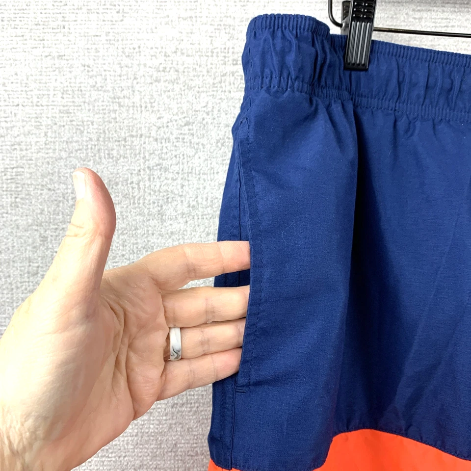 FADED GLORY Swim Trunks Men's Size Large (36 - 38) Safety Orange Blue Drawstring - Image 2 of 4