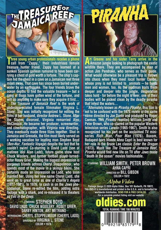 The Treasure of Jamaica Reef (1974) / Piranha (1972) (DVD) Cheryl Ladd