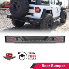 For 2018-2026 Jeep Wrangler Jl Rear Bumper Full Width Round Tube Black Steel