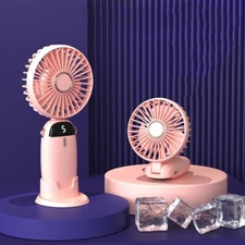 2PCS Mini Handheld Fan Folding Fan Cooler USB Rechargeable Fan Pink