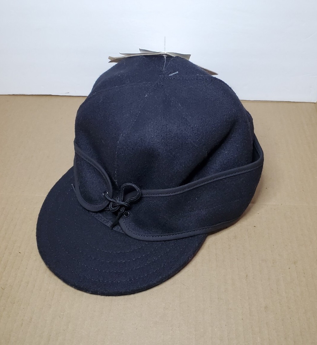 Stormy Kromer Black Trapper Wool / Nylon Hunting Cap Fitted 7 1/2 Hat