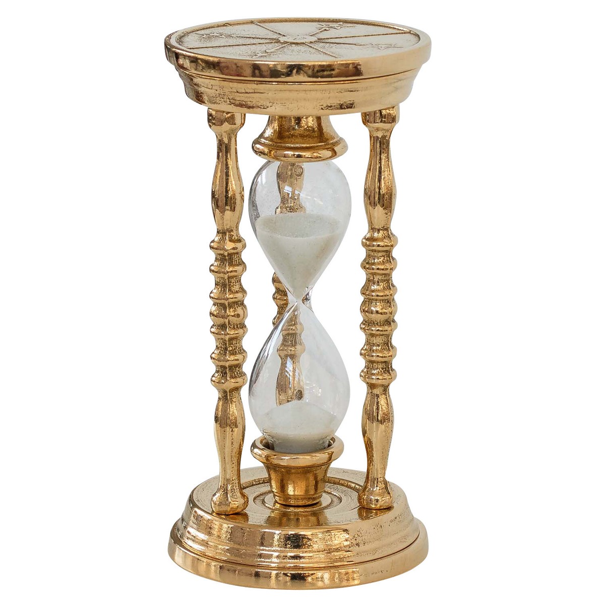 Reloj De Arena En Latón Y Vidrio Con Decoraciones Duración