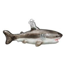 Old World Christmas GREAT WHITE SHARK 12549 Glass Ornament w/OWC Box