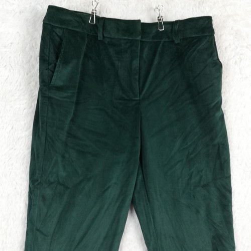 Maison D'Amelie Womens Pants Trouser Flare Green Velvet High Rise 10 New - Picture 9 of 11