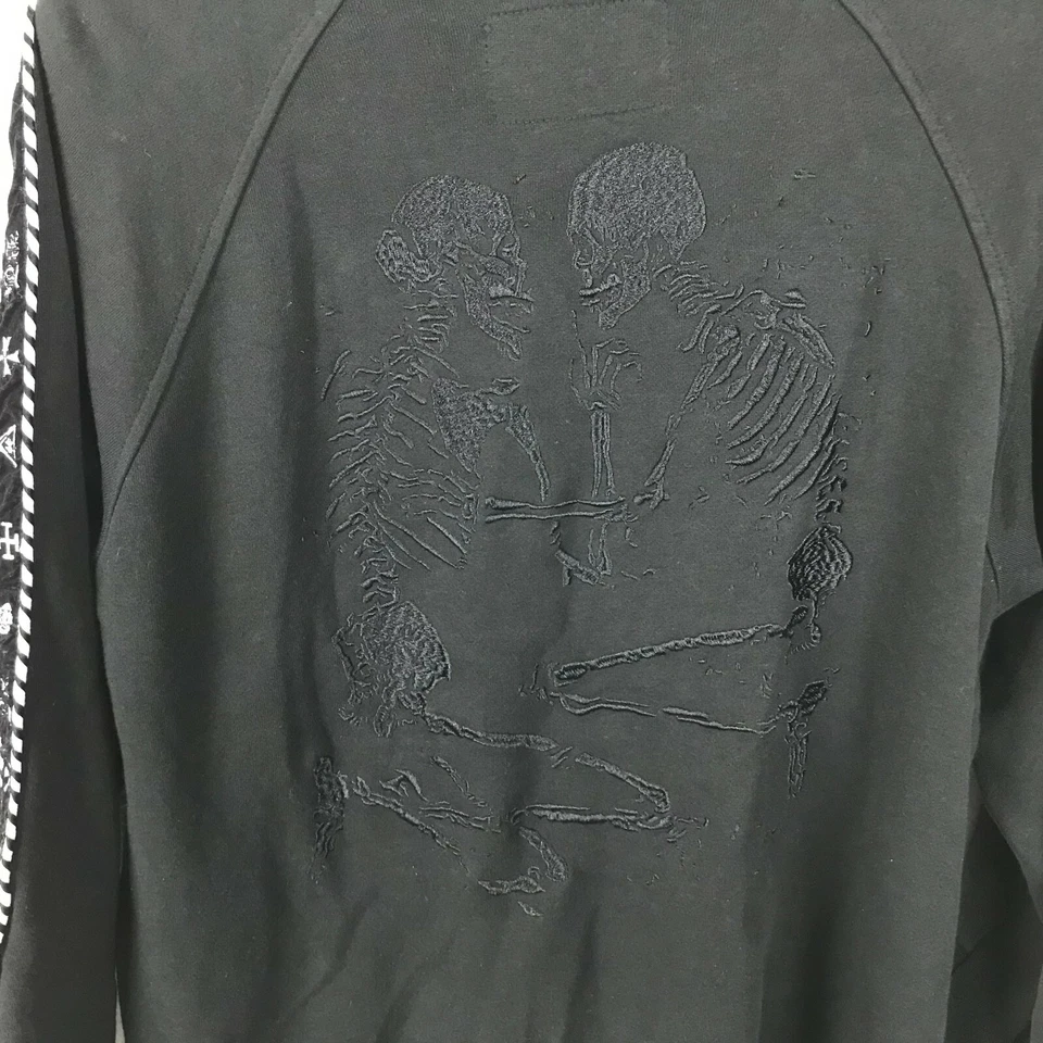 Beentrill Jacket Size S Embroidered Skeletons Black White Full Zip Mens Pockets - Image 2 of 4