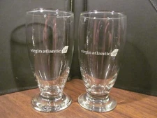 2 x vintage VIRGIN ATLANTIC Airline glass set lot first class juice wine