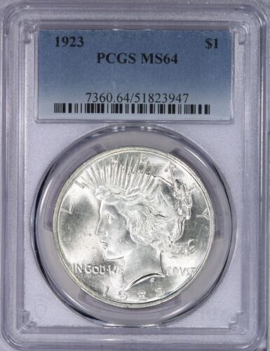 1923 Peace Dollar $1 PCGS MS64 - Extremely Lustrous Coin!