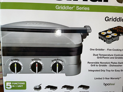 Cuisinart GR-4N Electric Griddler and Grill, 5-in-1 Stainless Steel New in  Box