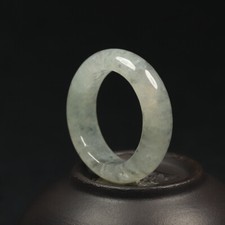 Size 6.75 Certified Grade A 100 Natural Black Green Icy Jadeite Jade Ring S4851