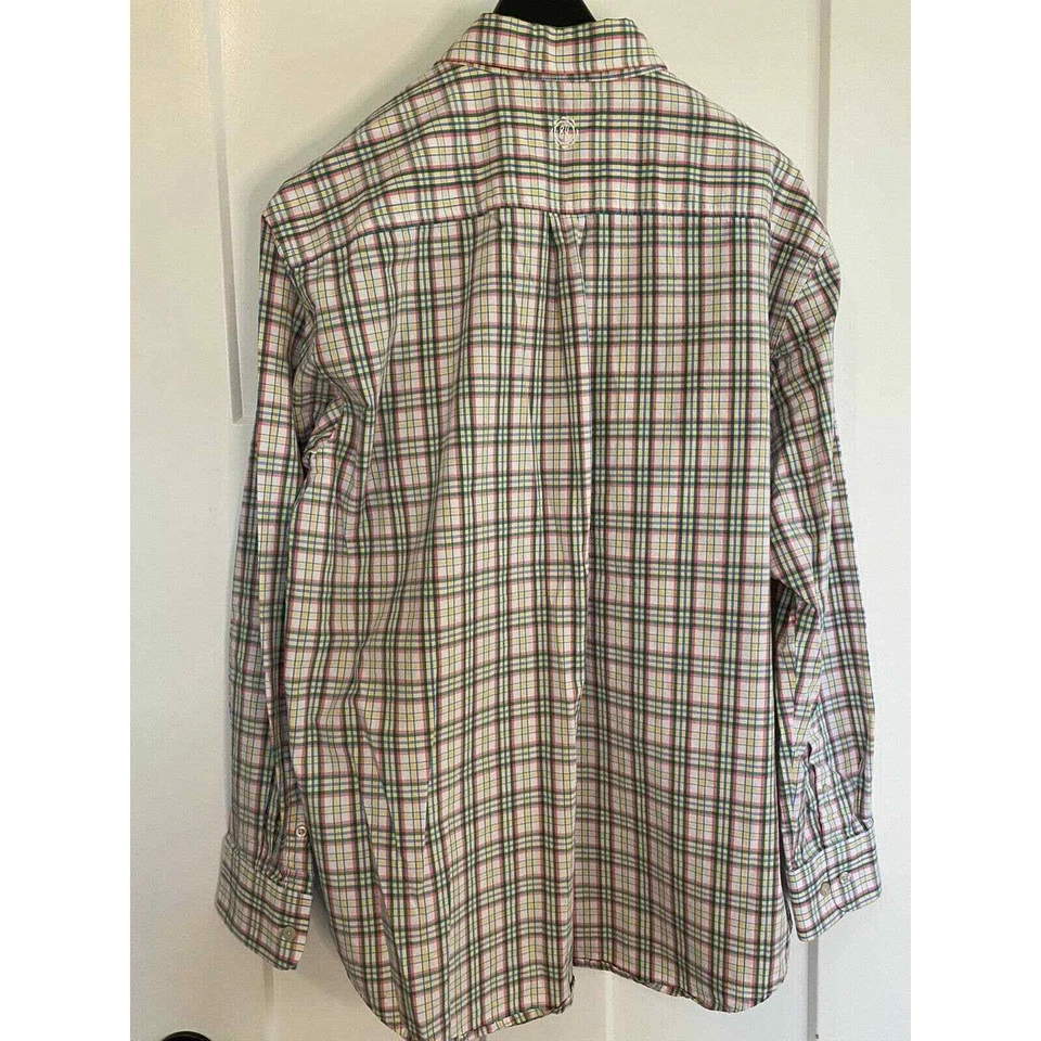 Camisa de vestir Ben Hogan para hombre manga larga cuello abotonado azul a cuadros talla XL USADA EN EXCELENTE ESTADO Foto 2 de 4