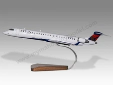 Bombardier CRJ 900LR Delta Connection Desk Wood Airplane Model Small Scale 1/130