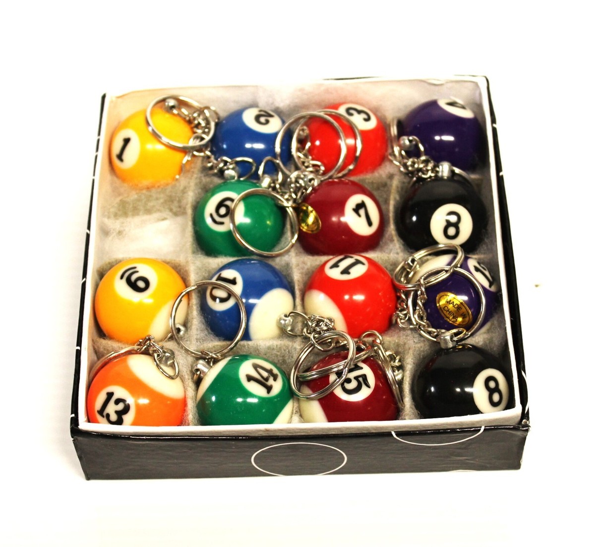 Billiard Ball Keychain Colorful Billiard Ball Keychain Set 16 Pcs